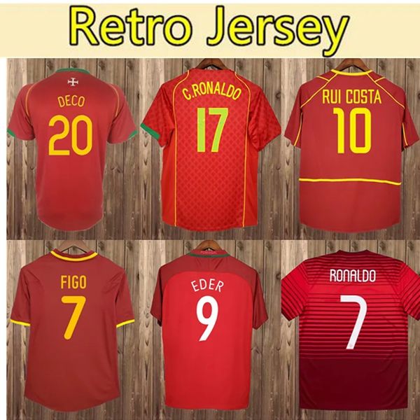 1966 1969 Portogallo RUI COSTA FIGO Maglie da calcio retrò da uomo 1997 1998 1999 2002 2004 2010 2012 NANI R. MEIRELES DECO EDER Home Red Away Maglie da calcio bianche Felpa