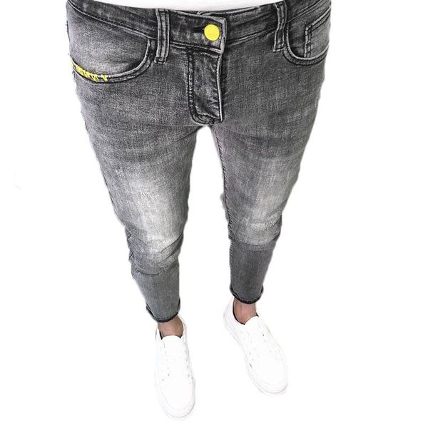 Jeans Wholesale 2022 Moda coreana Men cinza jeans slim pés espirit