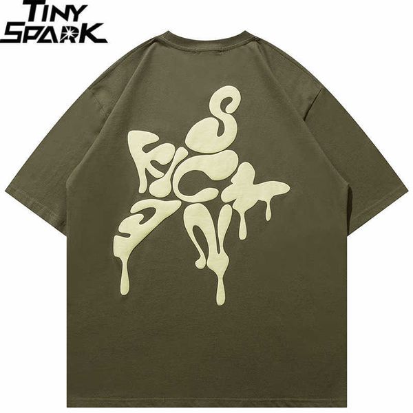 Camisetas Masculinas Men Streetwear Tshirt Melting Letter Star Graphic T-Shirt Cotton 2023 Harajuku T Shirt Summer Hip Hop Tops Tees Unisex Hipster J230509