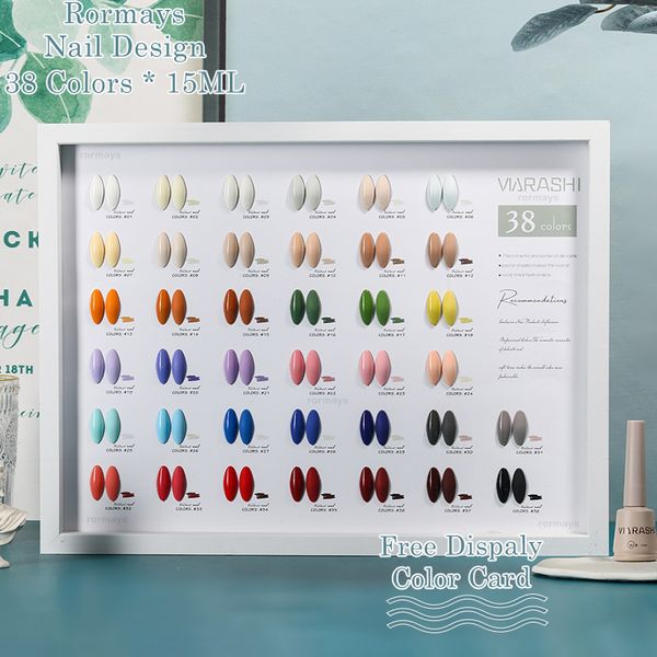 Rormays 38-Farben-Gel-Nagellack-Set, beliebte Farbe, 15 ml, gemischte Farb-Gel-Lack, UV-LED-Tauchung, semi-permanente Nagelkunst, Nagelstudio, spezielle Gel-Großhandelsfabrik