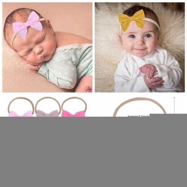 2PCS Haar Zubehör 1PC Einfarbig Elastische Bänder Stirnband mit Bögen für Baby Mädchen Handgemachte Seil Kopfbedeckungen Kinder