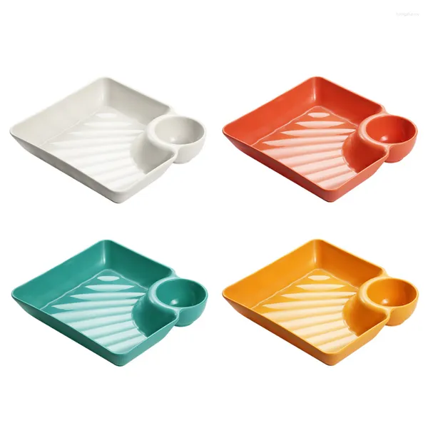 Set di stoviglie 4 pezzi Pp Piatto snack Stoviglie in plastica Piatti da portata per sushi Contenitori trasparenti Piatti per gnocchi da dessert per la casa Quadrato bianco