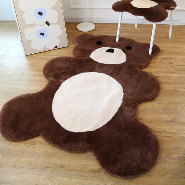 Ковры милый мультфильм медведь диван подушка белый и коричневый шерстя