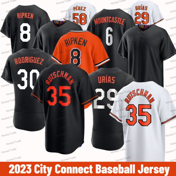 Cedric Mullins Cal Ripken Jersey de beisebol 2023 City Connect Ryan Mountcastle Jorge Mateo Adley Rutschman 25 Anthony Santander Dean Kremer Black Stitched Jerseysys