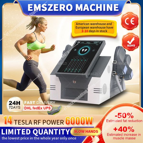 2023 Emszero 14 Tesla 6000 W NEO com 2/4 alças Ems Body Muscle Sculpting Slimming Beauty Equipment