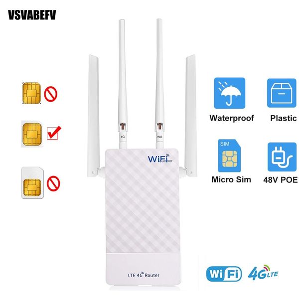 Yönlendiriciler Açık Yönlendirici 4G LTE SIM Kart Su Geçirmez WiFi Yönlendirici Bağlantı Dövme DMZ 48V POE Anahtar Poe Kamera NVR ile Ayarlama