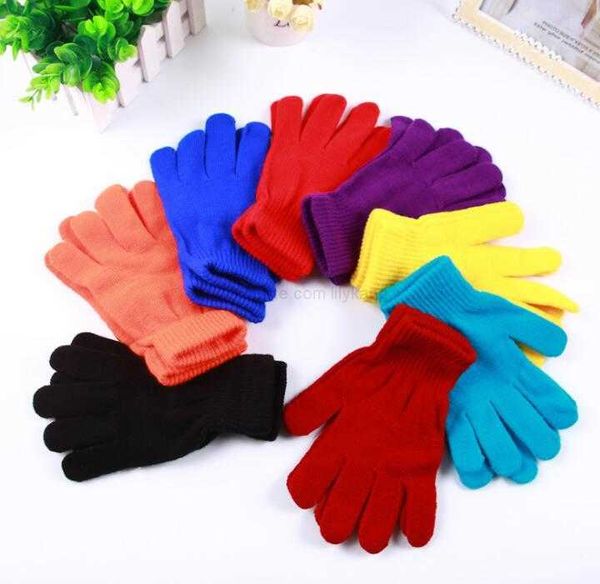 Зимние женские и мужские перчатки, однотонные акриловые перчатки для взрослых, монохромные, теплые волшебные вязаные перчатки, перчатки с пузырьками, спортивные перчатки с пятью пальцами, бесплатная доставка