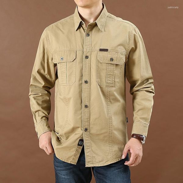 Männer Casual Hemden Baumwolle Langarm Armee Männer Frühling Herbst Business Militär Uniform Hemd Plus Größe 6XL Chemise Homme