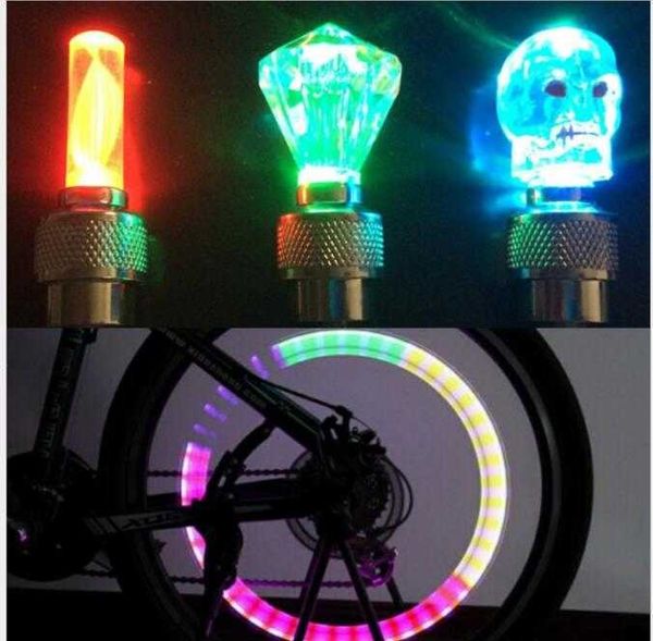 Lâmpada colorida Firefly Spoke LED para bicicleta de ciclismo Luzes de cabeça de caveira fantasma dos desenhos animados Luz intermitente LED Luzes de válvula de diamante