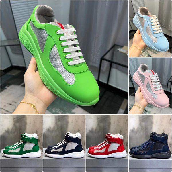 America Cup-Turnschuhe Designer-High-Top-Turnschuhe Mode für Männer und Frauen Lässige Sportschuhe Luxus-Netzstoff-Leder-Gummi im Freien Turnschuhe Größe 35-47