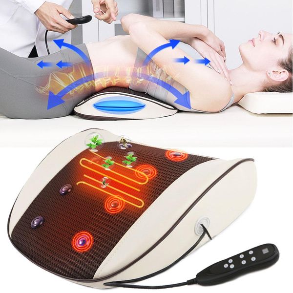 Relaxamento elétrico moxibustion massageador vibração aquecimento cintura terapia de tração cervical airbag massagem nas costas almofada lombar alívio da dor