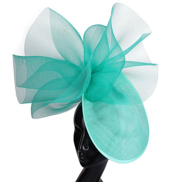 Chapéus de Aba Larga Chapéus de Balde Verde Esmeralda Chapéus de Chapelaria Noiva Casamento Malha Fascinador Chapéus Presilha de Cabelo Feminino Formal Derby Headpiece Feminino Cocktail Headwear 230602