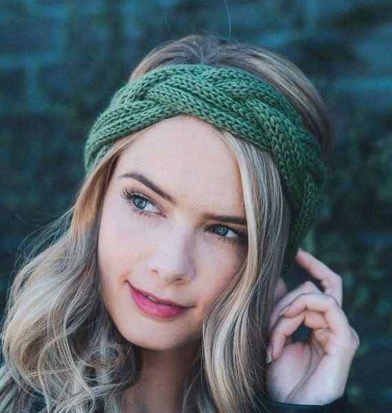 Faixa de cabelo de torção quente de inverno para meninas femininas moda bandanas de fio de malha aquecedor de orelha yoga fitness esporte faixa de cabelo gorro