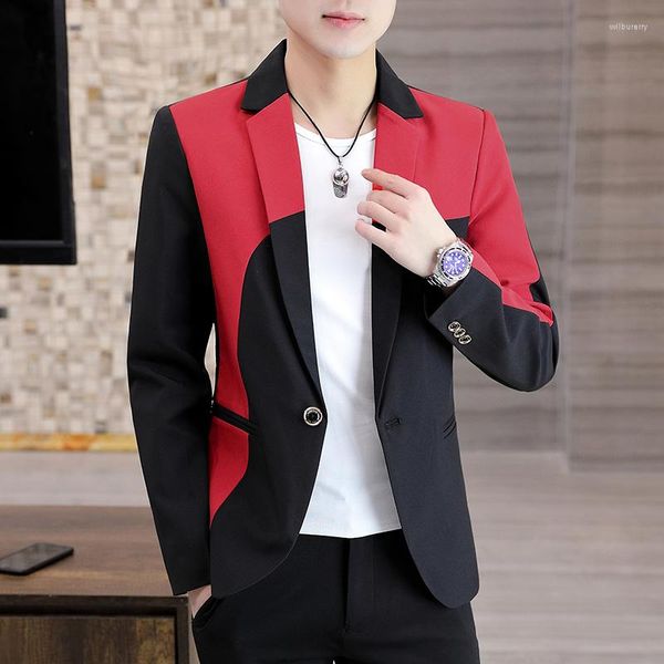 Ternos Masculinos Jaquetas Masculinas Blazer Casaco Slim Fit Smart Casual Primavera Fino Moda Vestuário Asiático Seios Simples Coreano Chegada D58