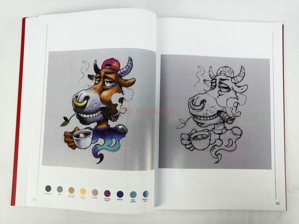 Estênceis livro de tatuagem manuscrito livro de tatuagem álbum nova escola tradicional desenho animado estilo cômico pop pequena imagem venda