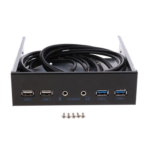 Dives Dual USB 3.0 2.0 Port Hub HD Audio Metal Metal Floppy Driv