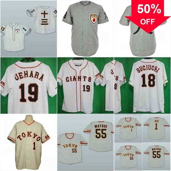 Xflsp GlaA3740 18 Herren Tokyo 13 Movie Baseball-Trikot 55 Hideki Matsui 18 Sugiughi 19 Uehara Damen/Jugend Hochwertige Kollektionstrikots