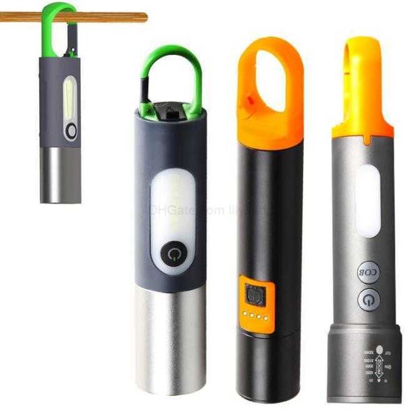 Poderoso Mini Chaveiro Lanterna TYPE-C Recarregável Branco Laser Light Torch 9 modo de iluminação Caça ao ar livre Acampamento Lanterna Lâmpada Alkingline