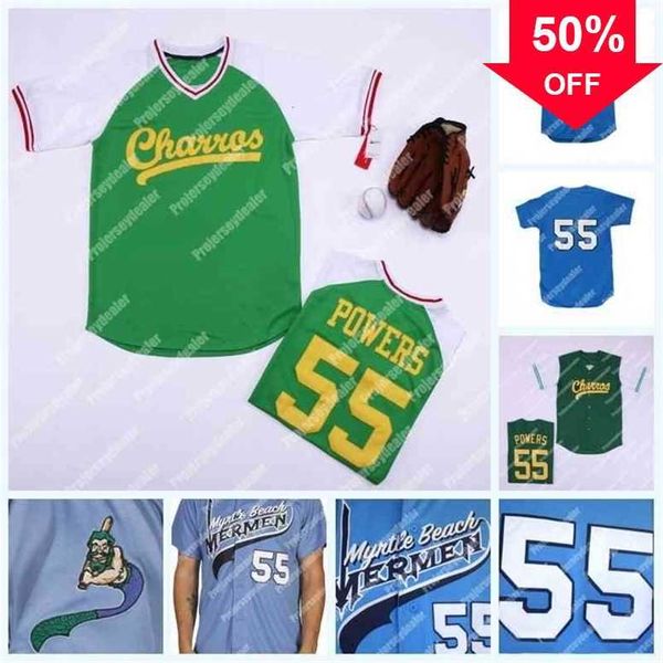 Xflsp GlaC202 55 Kenny Powers Eastbound and Down Mexican Charros Jersey Mens Movie Baseball Jersey Doppia cucitura Nome e numero Spedizione veloce