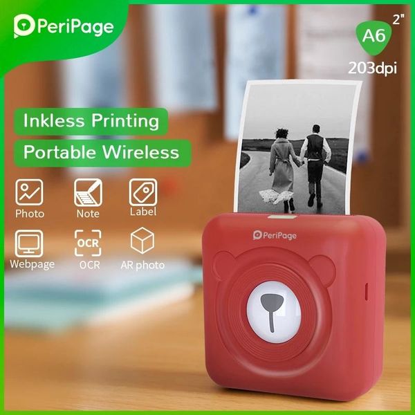 Drucker niedliche Peripage Mini Drucker Taschendrucker Wireless Wärmefoto für mobile Android- und iPhone -Hausaufgabendrucker für Kinder