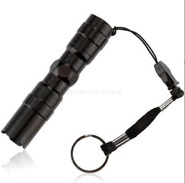 Heißer Verkauf von Outdoor-Ausrüstung, schwarze 3 W wasserdichte LED-Mini-Taschenlampe, weißes Licht, Outdoor-Sport, Reiselampe, Schlüsselanhänger, Taschenlampen, Taschenlampen, Alkingline