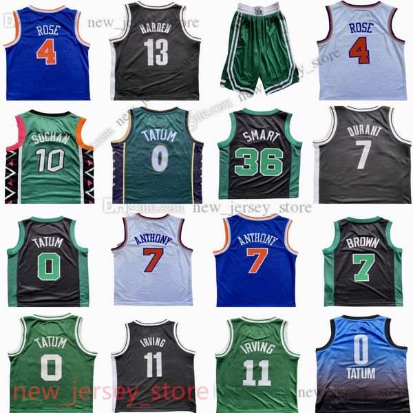 0 Maglia Jayson Tatum Maglia da basket personalizzata stampata per ragazzi 7 Jaylen Brown Marcus Smart Derrick Rose Carmelo Anthony Kevin Durant Kyrie Irving Maglie Pantaloncini S-XL