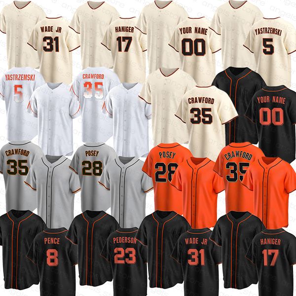 Benutzerdefiniertes Baseballtrikot Mike Yastrzemski Brandon Crawford Davis Thairo Estrada Mitch Haniger Camilo Doval Logan Webb Taylor Rogers Michael Conforto