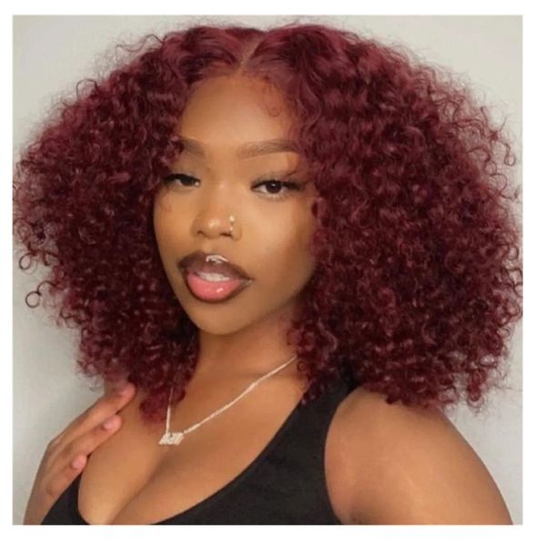 Nova Auburn afro kinky encaracolado perucas de cabelo humano para mulheres negras cheia natural nenhum laço na moda quente colorido Cooper Glueles perucas baratas para venda 150% densidade