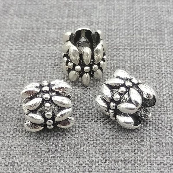 Gevşek taşlar 3pcs 925 Sterling Gümüş Çiçek Bilezik Kolye için Büyük Delik Boncuklar 8mm 10mm