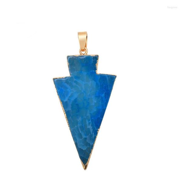Anhänger Halsketten 2023 Chakra Schmuck Natürliche Stein Mode Pfeil Blau Healing Kristall Dreieck Charme Anhänger Für DIY Halskette