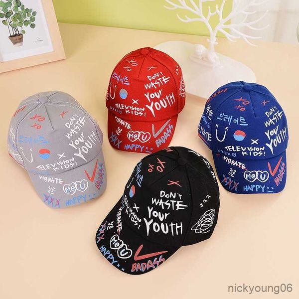 Accessori per capelli Berretto da baseball Graffiti per bambini New Spring Summer Solid Sunhat Ragazzi Ragazze Berretti in cotone Cute Kids Hip Hop Cappello da pesca