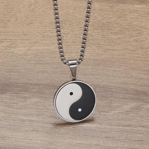 Anhänger Halsketten Chinesischen Stil Tai Chi Yin Yang Halskette Für Männer Edelstahl Casual Schmuck Amulett Geschenk