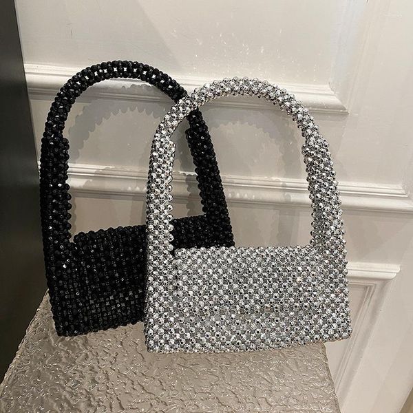 Abendtaschen Maßgeschneiderte Silber Perlen Umhängetasche Handgemachte Acryl Geldbörse Handtasche Sommer Strand Clutch Party Frauen Kleine Tote 2023