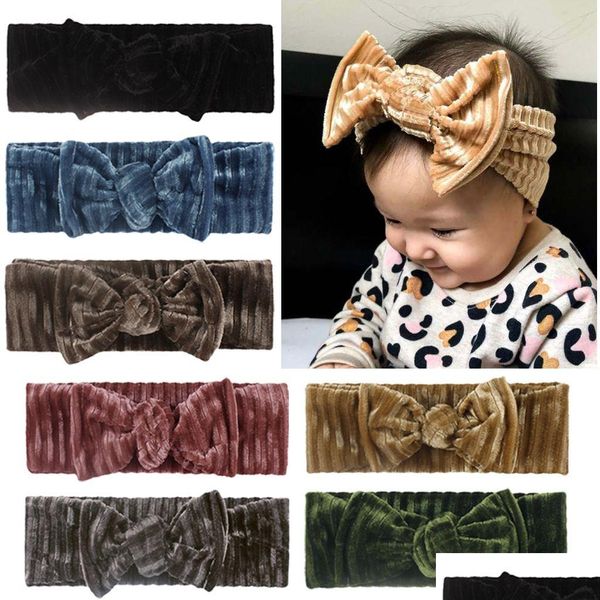 Fasce 2021 Moda europea e americana Neonata Bambini Golden Veet Bow Fascia per capelli Accessori per bambini Colore Mti Riibbon Drop De Dhtup