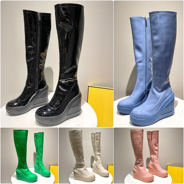 Дизайнерские маффин патентные кожаные сапоги роскошная мода Женская платформа для маффин сапоги патентная говяжья шкура