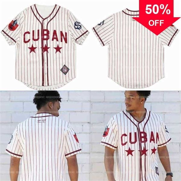 Xflsp GlaA3740 Big Boy Cuban Stars Centennial Heritage Baseball Jersey Branco Vermelho Listras Verticais 100% Costurado Nome Costurado Número
