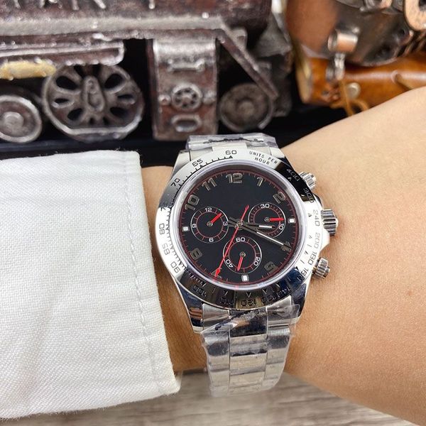 Relógios masculinos casuais de luxo 40 mm com mostrador preto 904L pulseira de aço inoxidável Relógios masculinos de negócios com movimento automático Relógios de pulso mecânicos