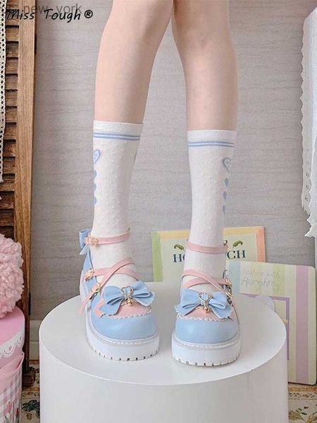 Sommer Lolita Süße Sandalen Frauen Japanischen Stil Bogen Kawaii Chic Mary Janes Schuhe Gemischte Farbe Runde Kappe Casual Schuhe 2022 neue L230518