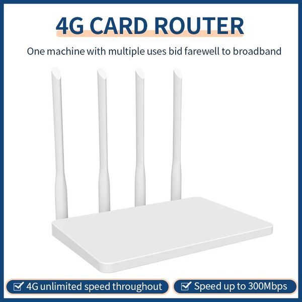 Roteadores wiflyer 4g lte wifi roteador Cat4 300Mbps 1200m Wireless Desbloqueado cartão SIM com 4 antena externa WAN LAN RJ45 para casa UE