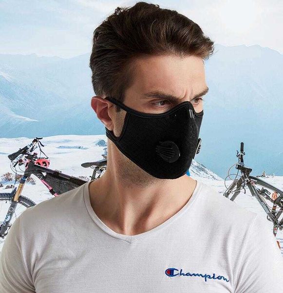 Válvula de ciclismo Máscara de filtro Esporte ginásio Máscaras de fitness PM2.5 Máscara de corrida antipoluição Carbono ativado anti poeira Lavável tampas de máscaras de ciclismo