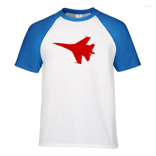Herren-T-Shirts, klassischer Warplane-Druck, Erwachsenen-Shirt, Raglanärmel, Baumwolle, Herren-T-Shirts, T-Shirt-Oberteile