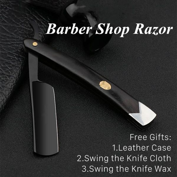 Blades 4pcs/Set Moded Carbon Steel Barber Shop Rasieren Rasierungs Kit Sharp bereits alle schwarze geraden Rasierer Set für Männer Ebony Griff