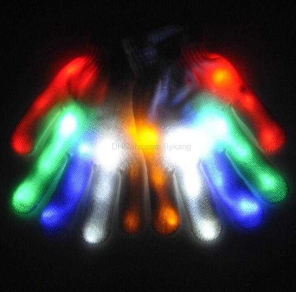 Kinder Halloween Cosplay Geisterschädel Handschuhe Kostüme Party Kinder beleuchteter Handschuh Taschenlampe Fingerspitzen LED Sicherheit Outdoor Sporthandschuh