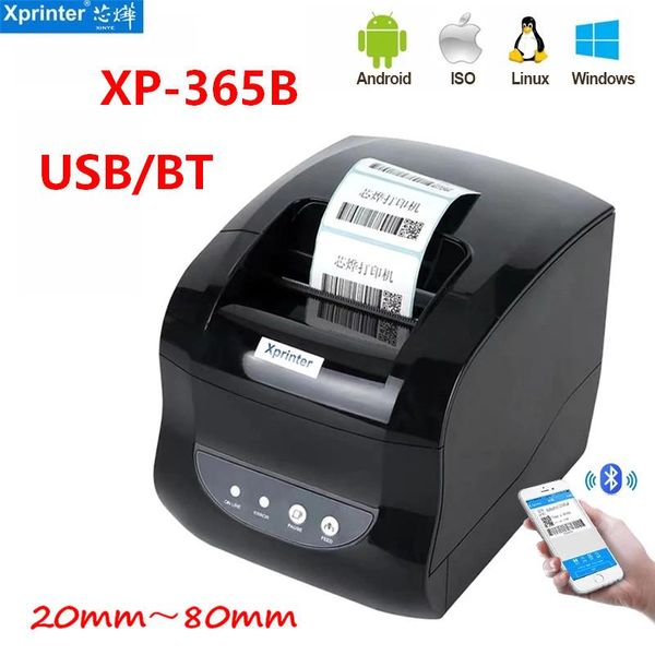 Принтеры Xprinter 365b тепловая метка штрих -код штрих -кода Pos Printer Bluetooth 80 мм квитанционная наклейка