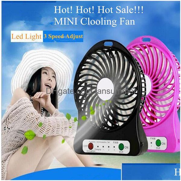 USB Gadgets Mini Protable Fan Multifunzionale Ricaricabile Tavolo per bambini Led Light 18650 Batteria regolabile 3 velocità di raffreddamento Drop Delive Dhebn