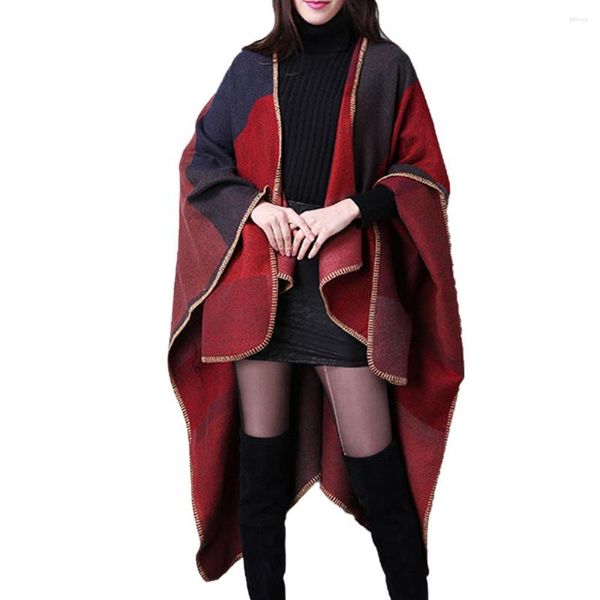 Cachecóis Quentes Ponchos Capas Leves Amigáveis à Pele Macio Xales Grandes Envoltórios Silenciador Simulação Cashmere Cachecol Acolchoado Longo Para Vermelho