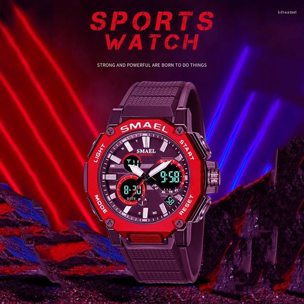 Armbanduhren Mode Quarz Chronograph SMAEL Casual Sport Wasserdichte Männer Uhr LED Licht Stoppuhr Mann Drop Männliche Uhren