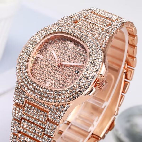 Relojes para mujer Moda Diamante Reloj de cuarzo para hombres Mujeres Pulsera Joyería Reloj de mano Unisex Diseñador de oro Regalo de lujo Reloj de pulsera 230602