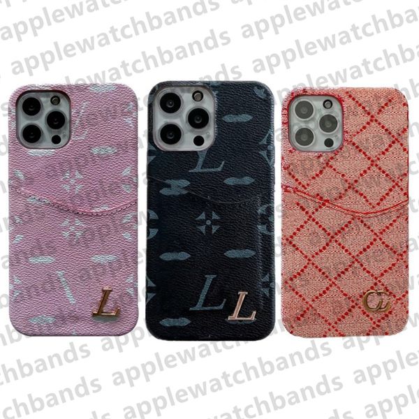 Custodia per telefono Custodia per iPhone di design per Apple iPhone 15 14 Pro Max 14 Plus 13 12 mini 11 X XR XS XsMax 7 8 samsung s23 ultra s23 s22 s22 Plus con custodia tascabile porta carte di lusso