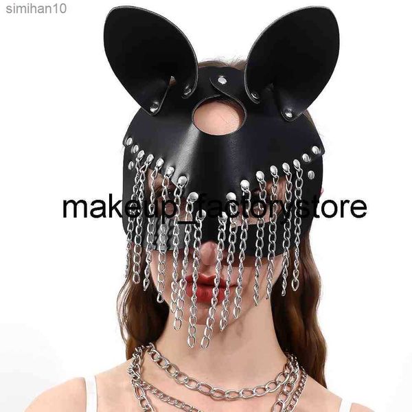 Massagem brinquedos sexuais para mulheres máscaras cosplay coelho de gato design de ouvido de couro pu women gótico gótico gótico bdsm vestido sofisticado jogo adulto casal l230518